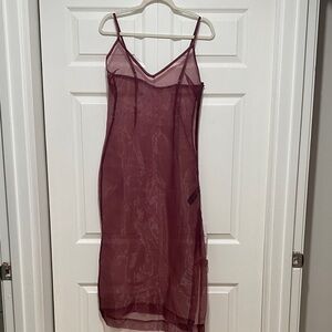 ASOS Sheer Burgundy dress NWT